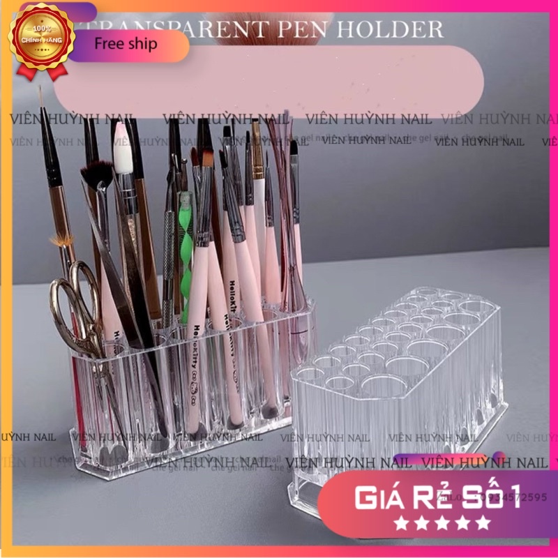 hộp đựng cọ cao cấp 26 ô , khay cắm cọ nhíp nail bằng meka
