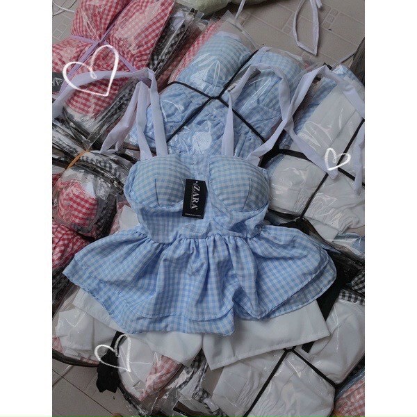 sét bộ đùi phồi áo kiểu xòe 2 dây cột có mút hot