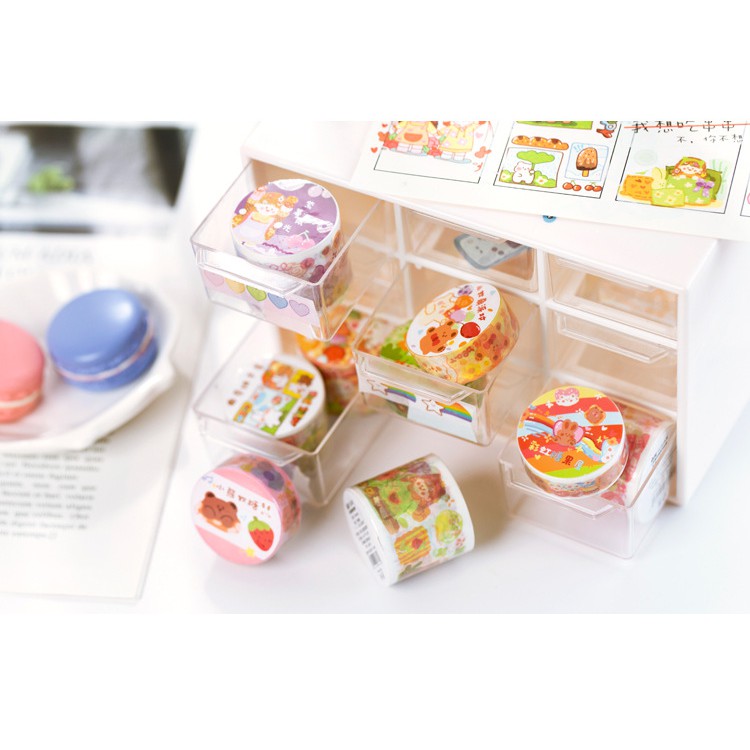 STI37 Cuộn washi tape băng dính washi size nhỏ 1.5cm dài 3m