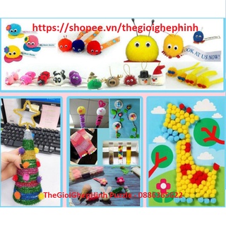 300 Hạt Pompom Nhiều Kích Thước,Màu Sắc
