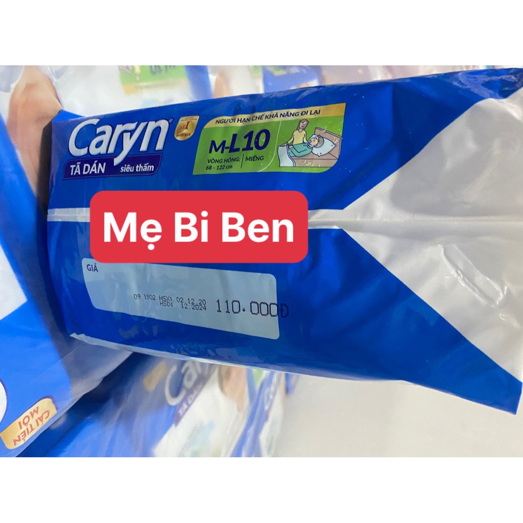 [HÀNG TẶNG ML10+2] Tã Bỉm Dán Caryn người lớn Size ML10 miếng