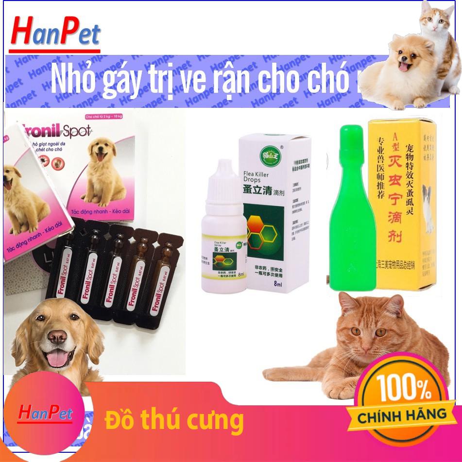 HCM-(1 ống) nhỏ gáy trị ve rận (3 loại thần tốc, FRONIL SPOT và HK) dạng nhỏ rận dùng cho mọi loại chó