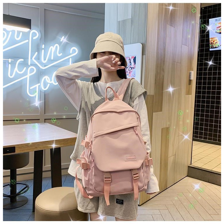 Balo nữ Ulzzang basic có túi trong đi học, đi chơi phong cách Hàn Quốc HAZIN STORE 2021