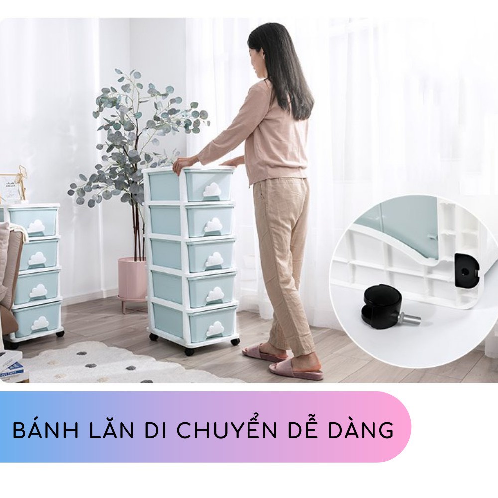 Tủ nhựa cho bé đựng quần áo giày dép đồ chơi mỹ phẩm 3 4 5 ngăn tủ để đầu giường cho mẹ & bé chính hãng Yeya