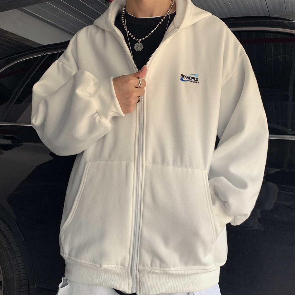 Áo Khoác Hoodie Dáng Rộng Phối Khóa Kéo In Chữ Đơn Giản Phong Cách Harajuku 226782 | BigBuy360 - bigbuy360.vn