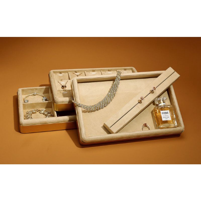 Khay Đựng Trang Sức Viền Bo Mạ Vàng Cao Cấp Hàng Loại 1 Chính Hãng