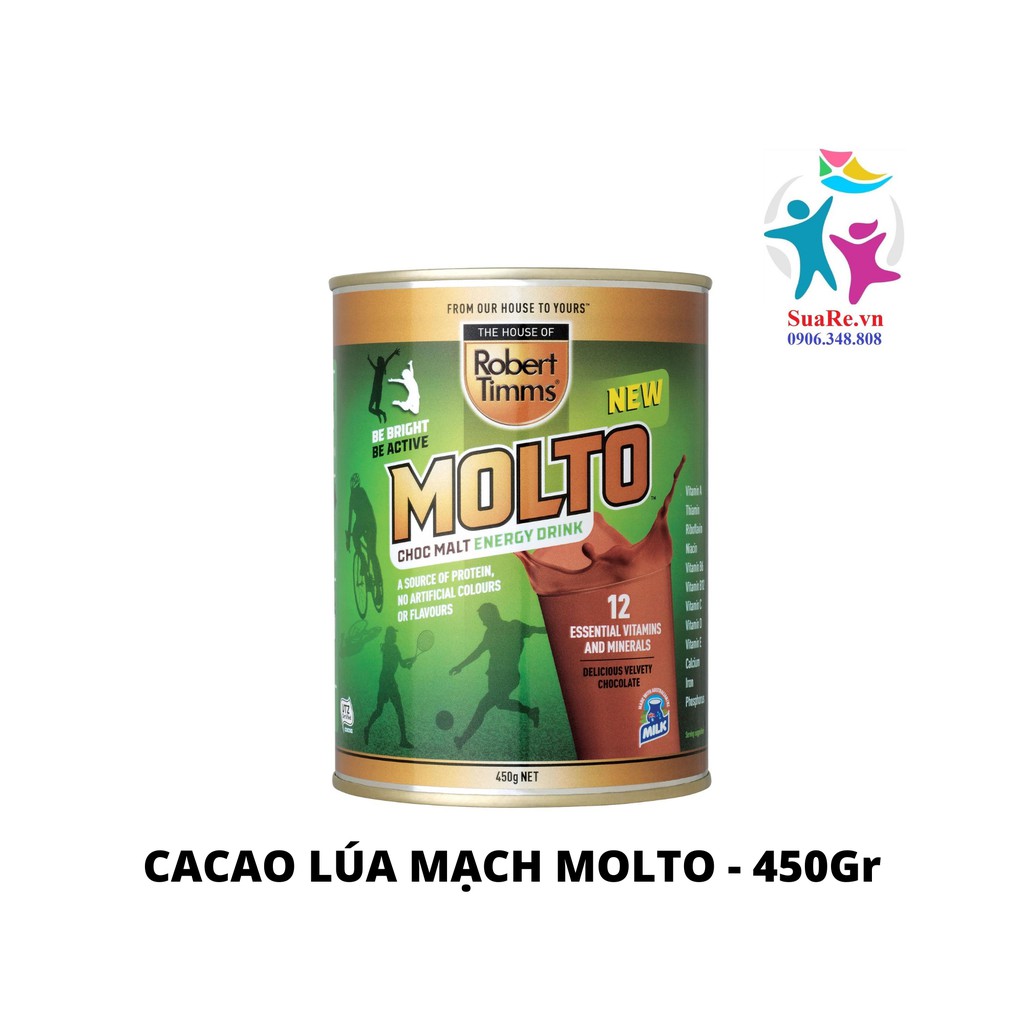 Sữa bột cacao lúa mạch Molto Australia 450gr bổ sung canxi