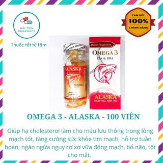 Viên uống bổ não, đẹp da-Omega-3 EPA & DHA Vitamin E Alaska NuHealth Lọ 100 Viên