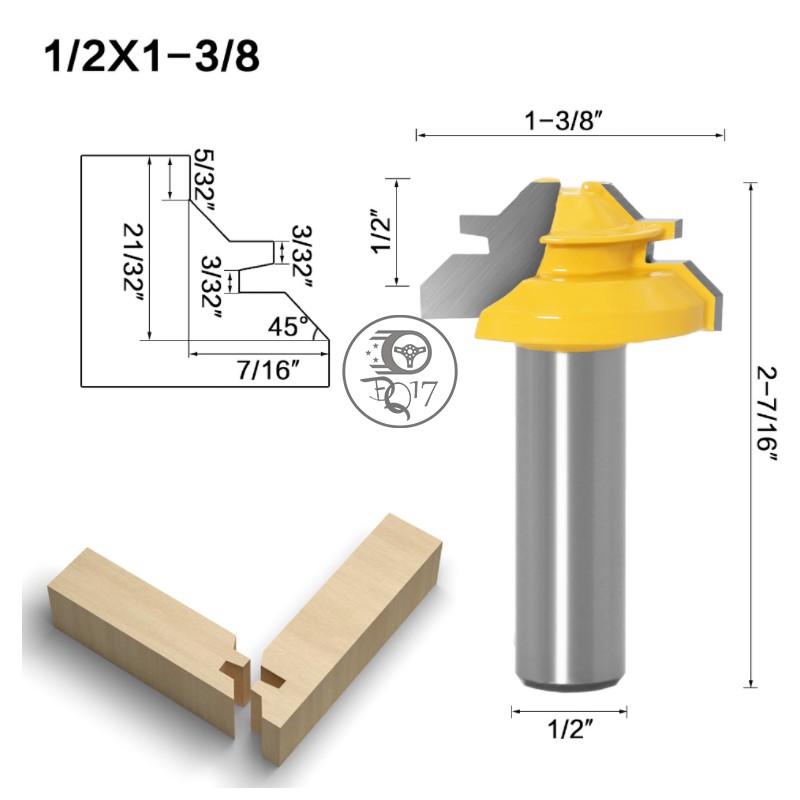 [ MŨI PHAY GHÉP VÁN GÓC VUÔNG COS 6LY3 VÀ 12LY7 ] MŨI SOI GHÉP GỖ 45 ĐỘ LOẠI LƯỠI HỢP KIM CHẤT LƯỢNG CAO