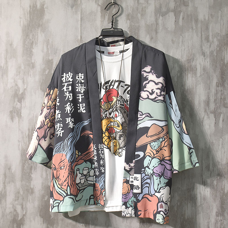 【COD】Anime Shirt For Men Japanese Samurai Kimono Male Cool Loose Top Unisex Blouse Kimonos Shirt Men's Harajuku Clothes Yukata Haori