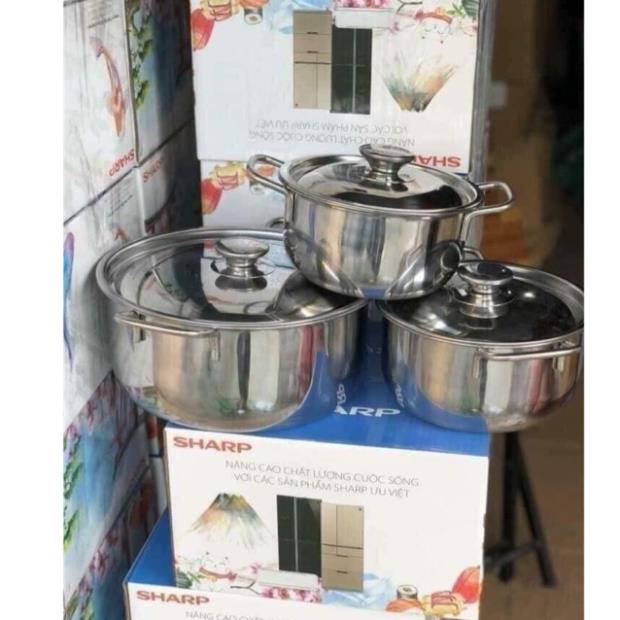 Bộ 3 nồi Sharp inox hàng đẹp chất lượng tốt