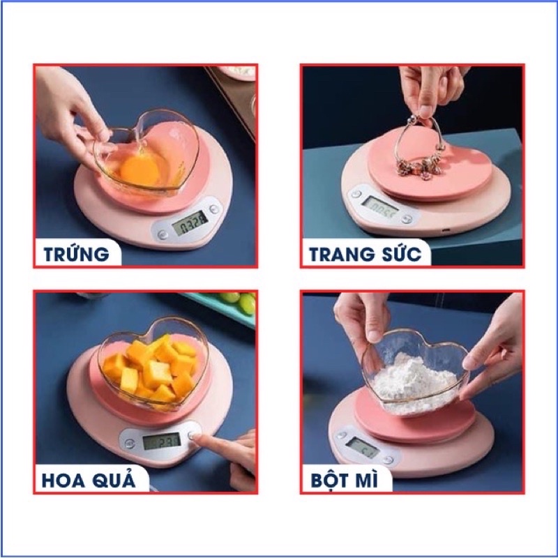 CÂN TIỂU LY TIM HỒNG 1KG - 5KG