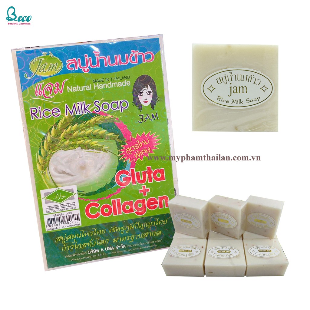  Xà Phòng Tắm Trắng Cám Gạo Thái Lan Jam Rice Milk Soap