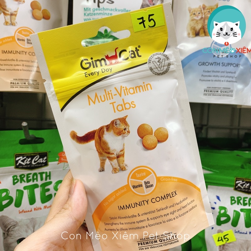 Bánh thưởng mèo snack Gimcat tabs 40g, nhiều công dụng vitamin mượt lông búi lông mèo con Con Mèo Xiêm