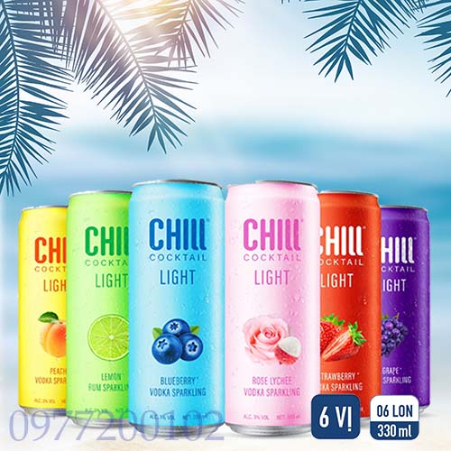 Thùng 6 lon Chill Cocktail mix vị 330ml/lon