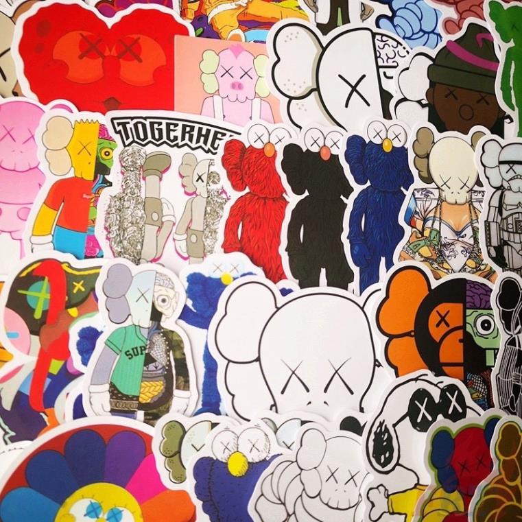 Bộ 100 Sticker KAWS cá tính chống nước dán trang trí vali mũ bảo hiểm xe máy | Rinart.vn