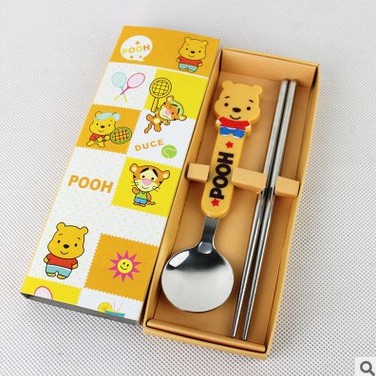 Hoạt Hình Bộ Tô Muỗng Đũa Hình Hello Kitty doraemon Gấu pooh Đáng Yêu