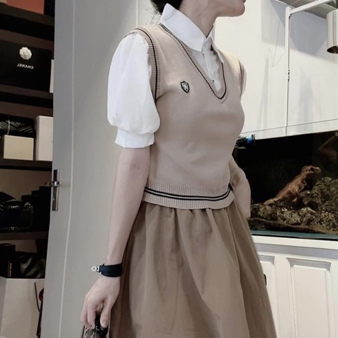 Áo Len Gile Nữ Hàn Quốc  áo gile len học sinh kiểu dáng Hàn Quốc chất len dày dặn hàng đẹp - A94