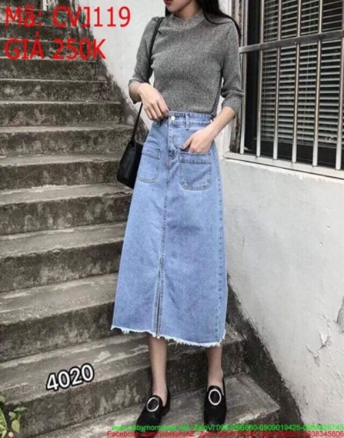 MẪU MỚI RA_ CHÂN VÁY JEAN chữ A dáng dài qua gối, ảnh thật 100% | BigBuy360 - bigbuy360.vn