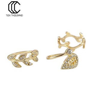 Set 3 nhẫn midi kiểu chiếc lá dễ thương dành cho nữ