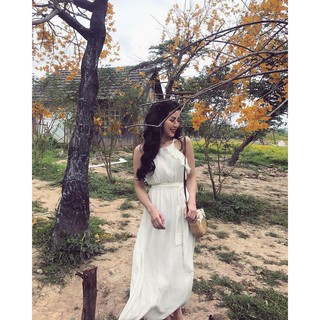 VÁY MIDI CỔ YẾM THẮT ĐAI ZARA
