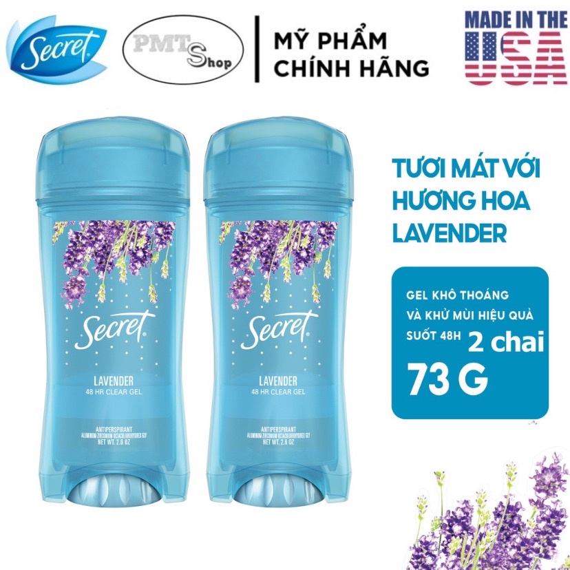 [USA] Lăn khử mùi nữ Secret Clinical Strength Clear Gel Completely Clean 73g , 45g - Mỹ