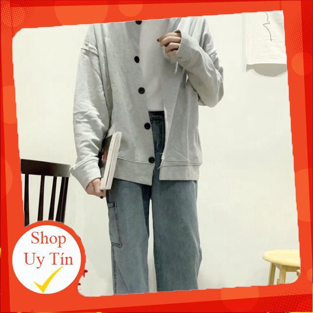 ÁO KHOÁC CARDIGAN BASIC GREY UNISEX MÀU XÁM - MM Liên hệ mua hàng 084.209.1989