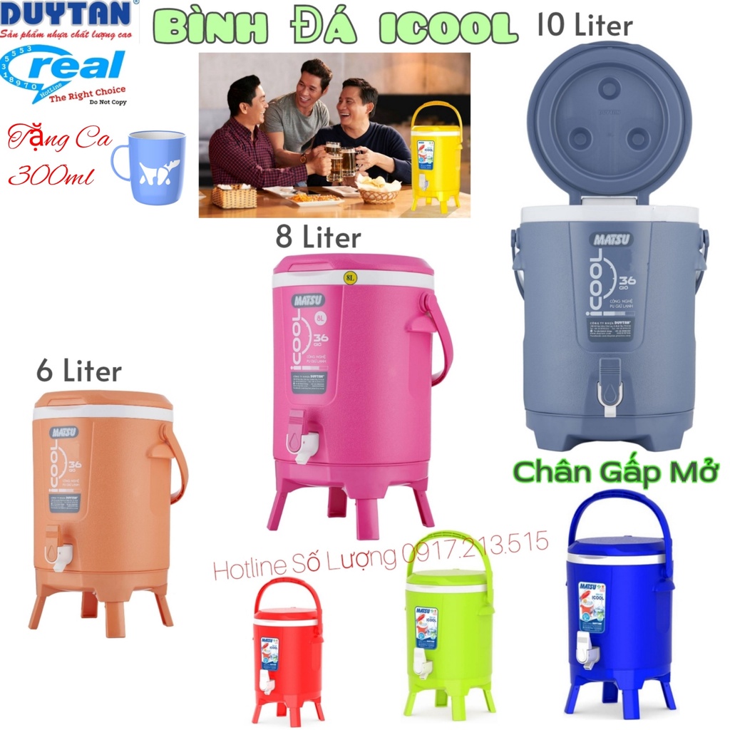 Bình đá giữ nhiệt icool 6L / 8L / 10L Nhựa Duy tân 36h giữ nhiệt