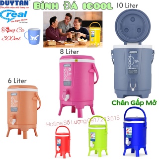 Bình đá giữ nhiệt icool 6L / 8L / 10L Nhựa Duy tân 36h giữ nhiệt ( Tặng Ca 300ml )