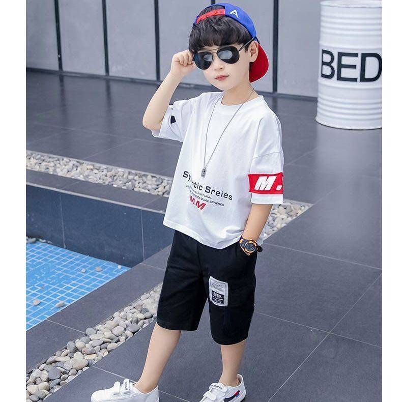 Set Áo Thun Ngắn Tay+Quần Short Phong Cách Hip Hop Thời Trang Mùa Hè Cho Bé Trai Từ 2-3-4-5-6-7-9-9-10 Tuổi