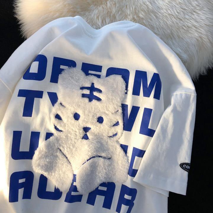 Áo nam Tay Ngắn Thêu Hình Phong Cách Hàn Quốc