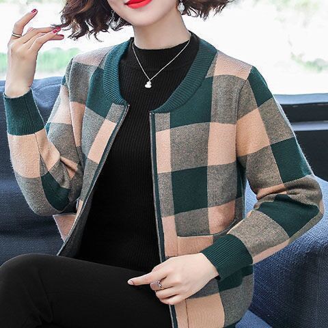 Áo khoác tay dài dáng rộng phối khóa kéo thời trang xuân thu cho nữ