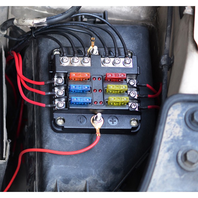 Hộp 6 cầu chì dành cho ô tô, tàu thuyền điện áp 12/24v