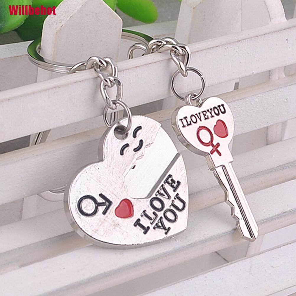 Set 2 móc khóa hình trái tim thời trang lãng mạn cho cặp đôi