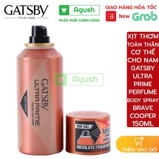 Xịt thơm body nam nữ thơm lưu hương lâu chính hãng Gatsby Ultra Prime Perfume Spray Brave Cooper chai 150ml mùi nước hoa