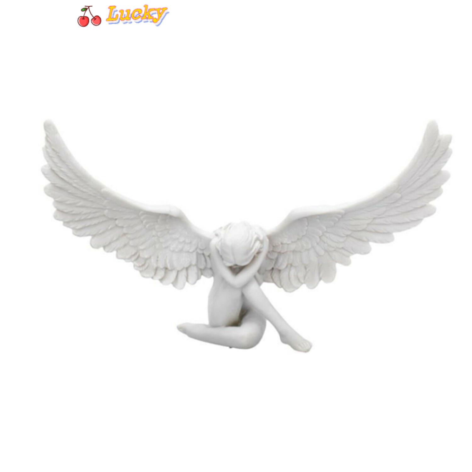 LUCKY Yard Lawn Patio Angel Statue Decorative Statue Angel Sculpture Redemption with Open Wings Ornaments Home Gardening Decoration Desk Resin