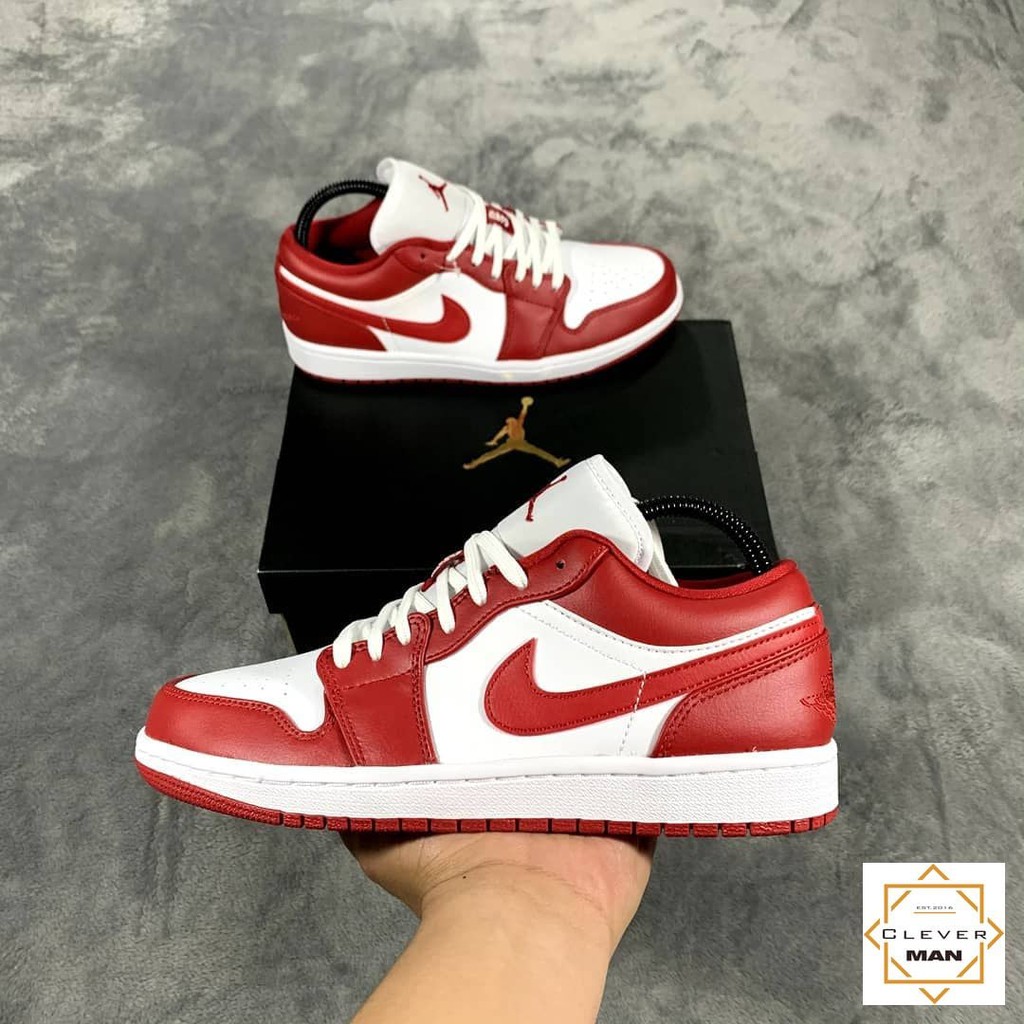 (FREESHIP+FULLBOX) Giày Thể Thao Sneaker AIR JORDAN 1 Low Gym Red White Màu đỏ Trắng Cổ Thấp Clever Man Store