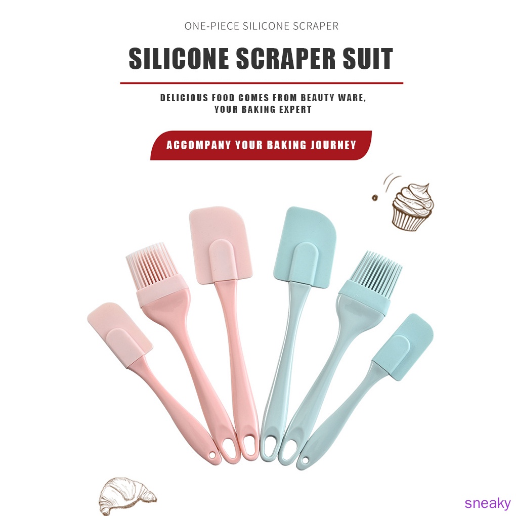 Bộ 3 Dụng Cụ Trộn Kem / Bơ Bằng Silicone Diy Tiện Dụng Cho Nhà Bếp