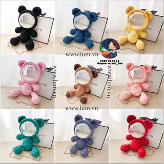 [CÓ SẴN HÀNG] Túi Gấu Trong Suốt Tự Đan Len Tiktok - Vừa Là Balo Ba Lô Vừa Là Túi Đeo Chéo - Mẫu Đơn Màu