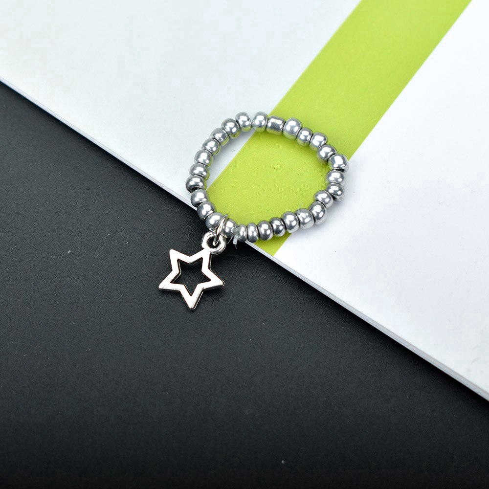 Nhẫn đeo tay kim loại mặt hình trái tim nhiều màu sắc thời trang cho nữ