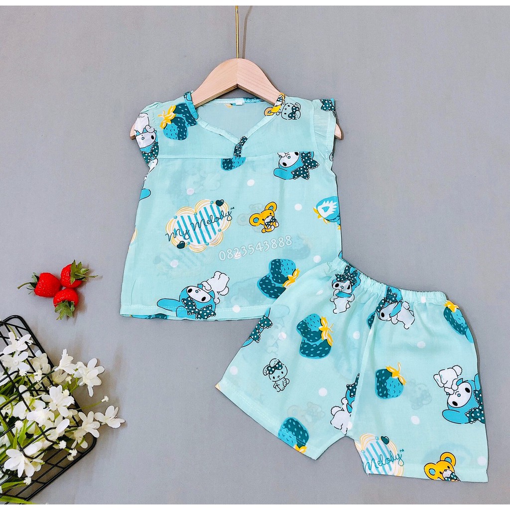 bộ cộc bé gái ,vải lanh( tole) loại 1 size 5-19kg