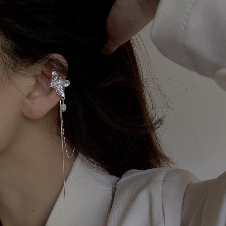 Bông tai/ Hoa tai hình 3 chiếc lá có đính hạt