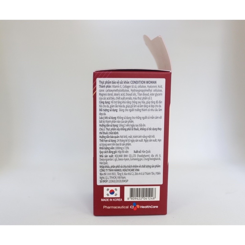 Viên uống collagen và cấp ẩm Condition Woman hỗ trợ làm tăng vẻ đẹp làn da-Hộp 90 Viên