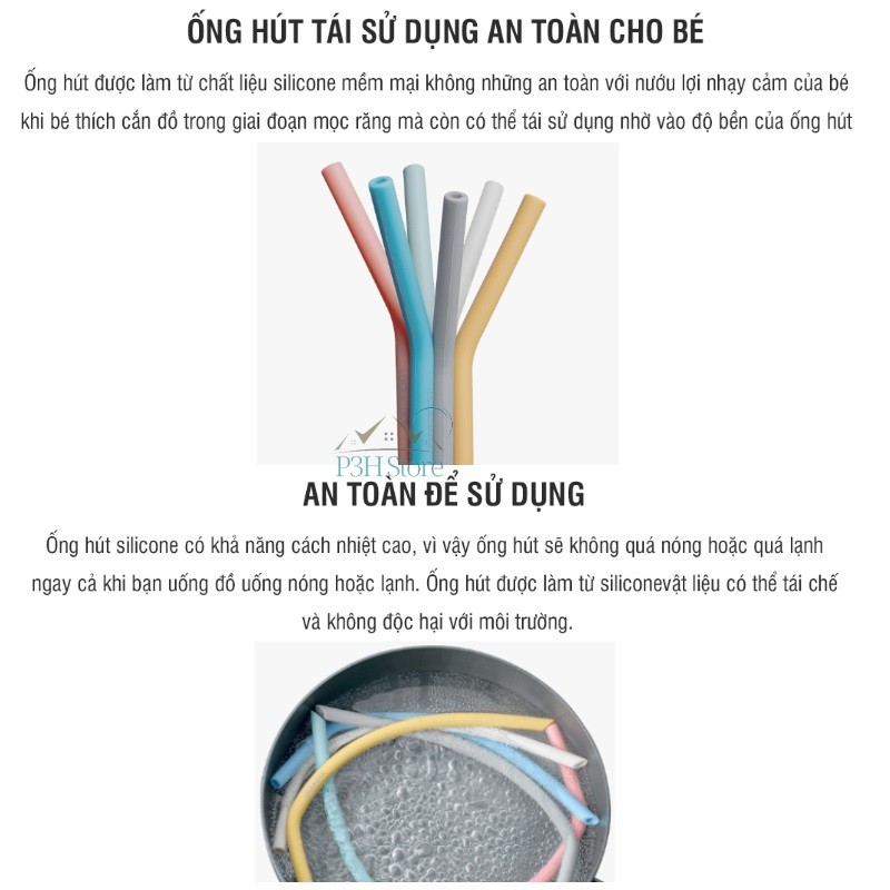 Bộ 6 ống hút silicone Lock&Lock TLL080 kèm 2 cọ rửa | BigBuy360 - bigbuy360.vn