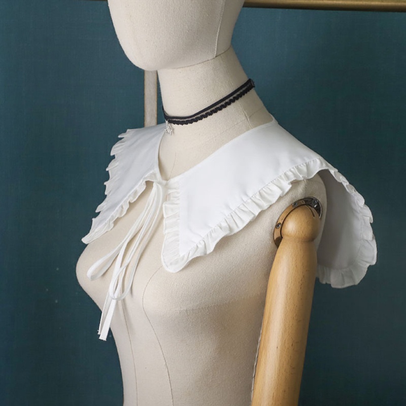 Vòng Cổ Lolita Giả Khăn Choàng Cổ Nhún Bèo Màu Trắng Trang Trí Cho Nữ