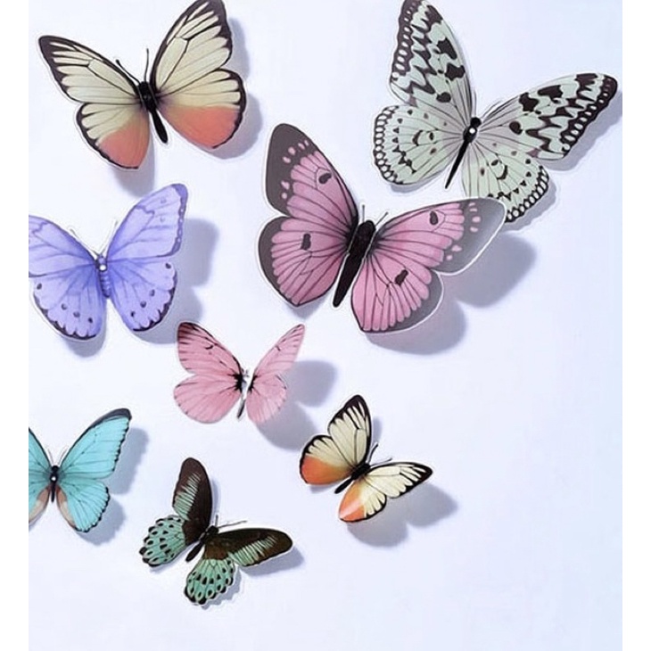 Hộp 32 Miếng Dán Hình Bướm 3D Cực Đẹp Dính Bó Hoa, Dính Tường Trang Trí Hàng Tuyển Bao Đẹp