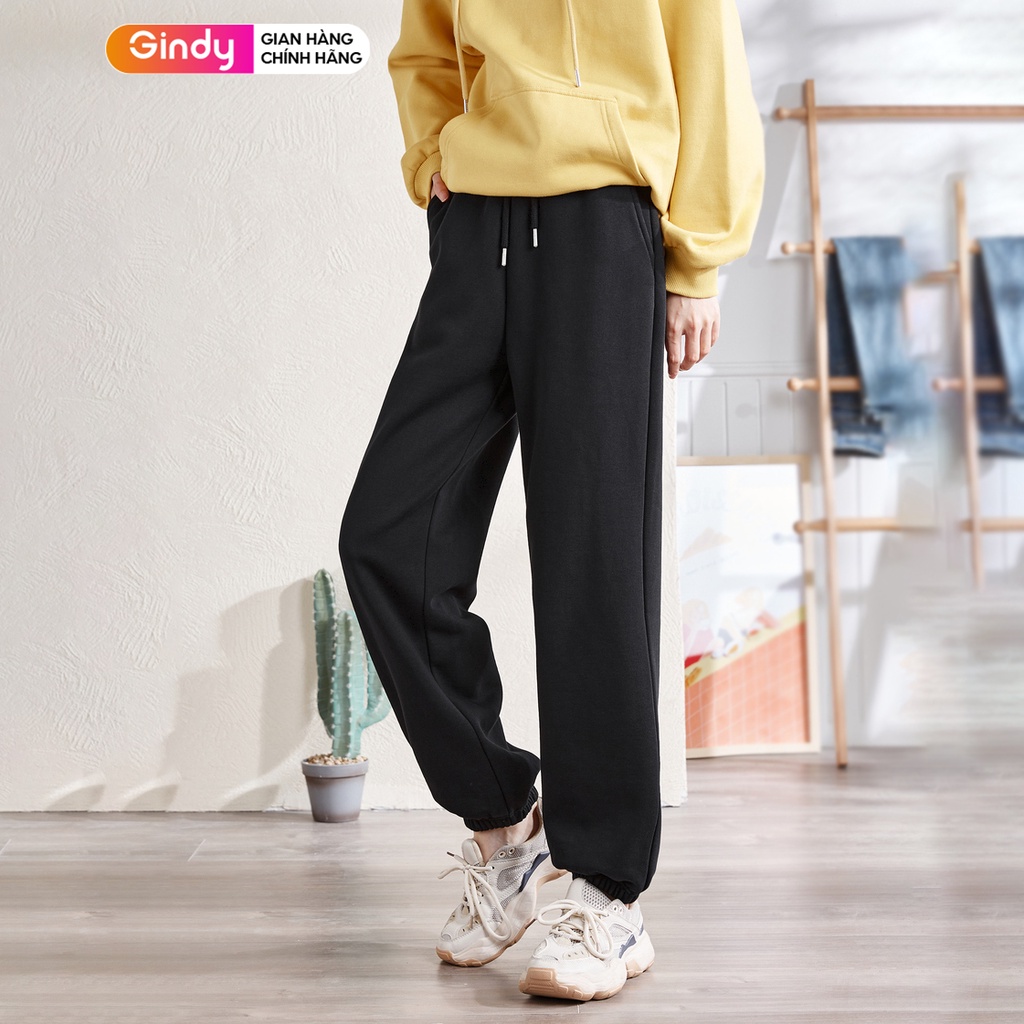 Quần jogger nỉ quần boom thể thao bo gấu nam nữ GINDY unisex dày dặn ấm áp phong cách Ulzzang thời trang thu đông QN003