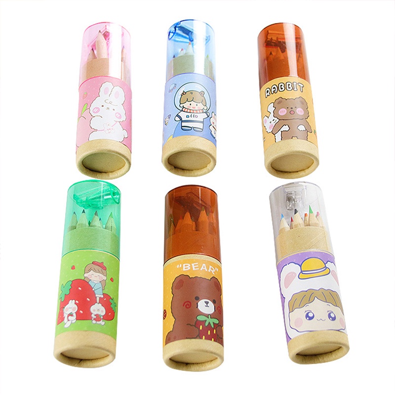 1 Gói 12 Cây Bút Chì Màu Với Đồ Gọt Bút Chì