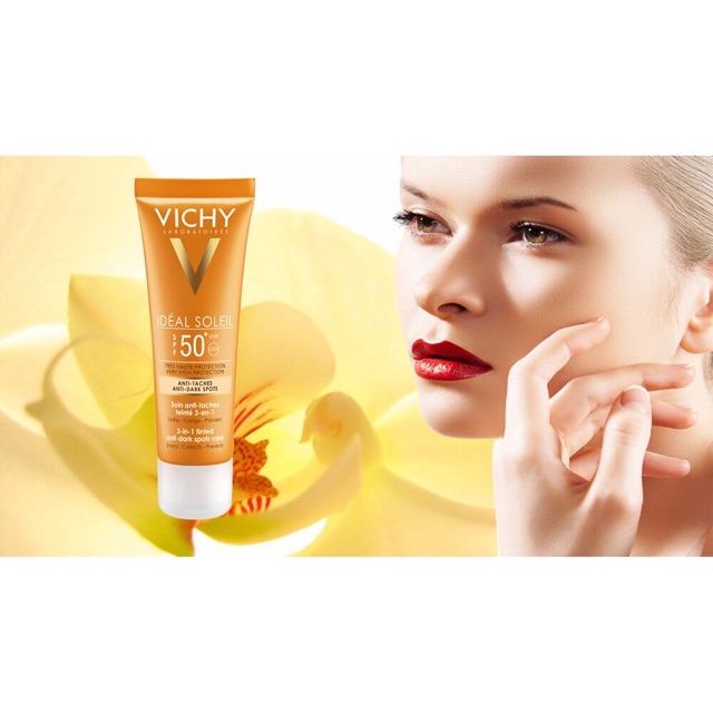 Kem Chống Nắng Vichy Ngăn Sạm Da, Giảm Thâm Nám SPF50 Ideal Soleil 3 In 1 Tinted Anti Dark Spot dạng gói 1.5ml