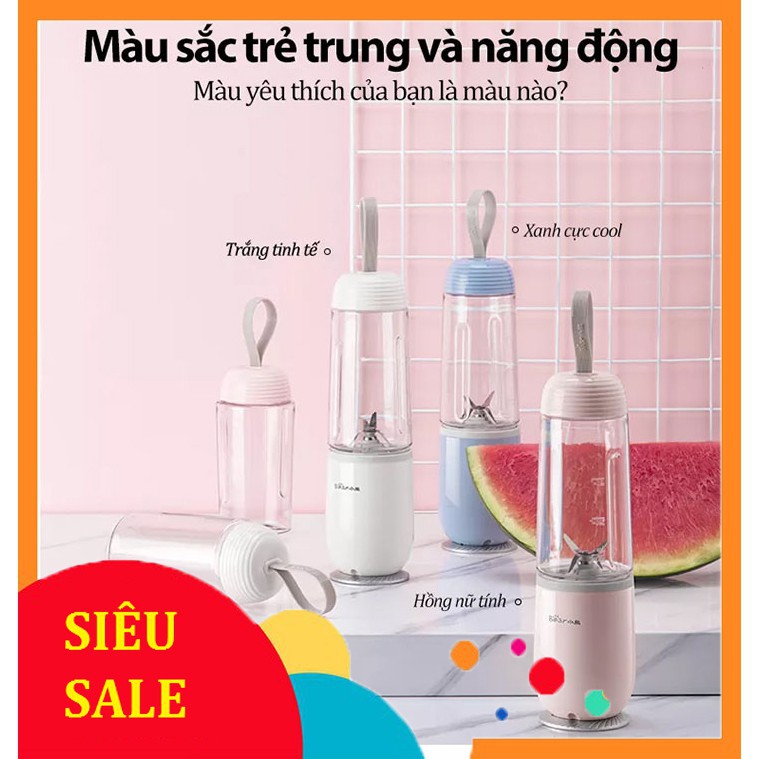 [Chính Hãng Bear] Máy Xay Sinh Tố Cầm Tay Bear LLJ-D04B1 - Máy Xay Sinh Tố Mini 2 Cốc Xay Cực Nhanh, Hàng Loại 1, Có Sẵn